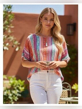 Anthropologie Maeve Milla Printed Tribal Top Size Large